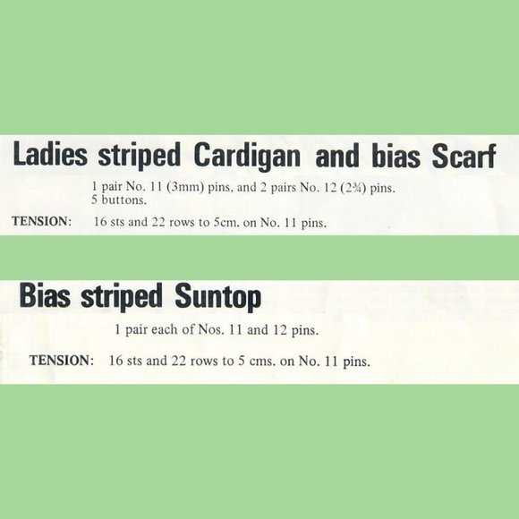 Knitting Pattern 1970s Candy Cane Sweater Stripe Christmas Holiday Cardigan - Picture 4 of 4